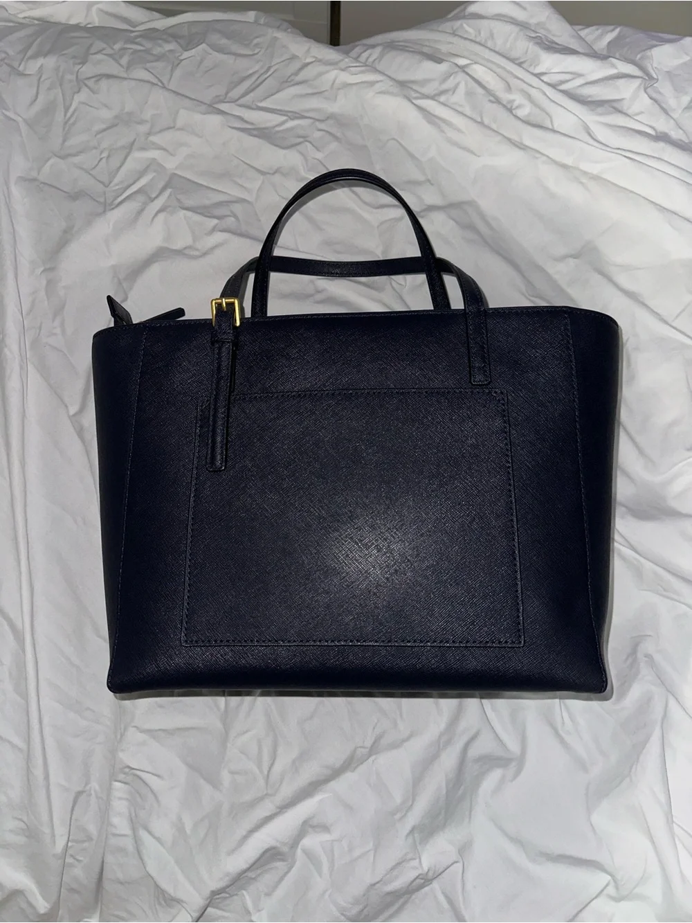 Tory Burch Navy Emerson Small Tote Leather Satchel with Crossbody Strap